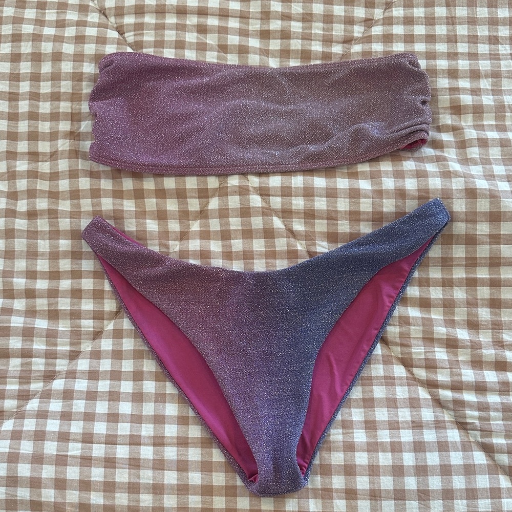 Beach Riot Pink and Purple shimmery bikini